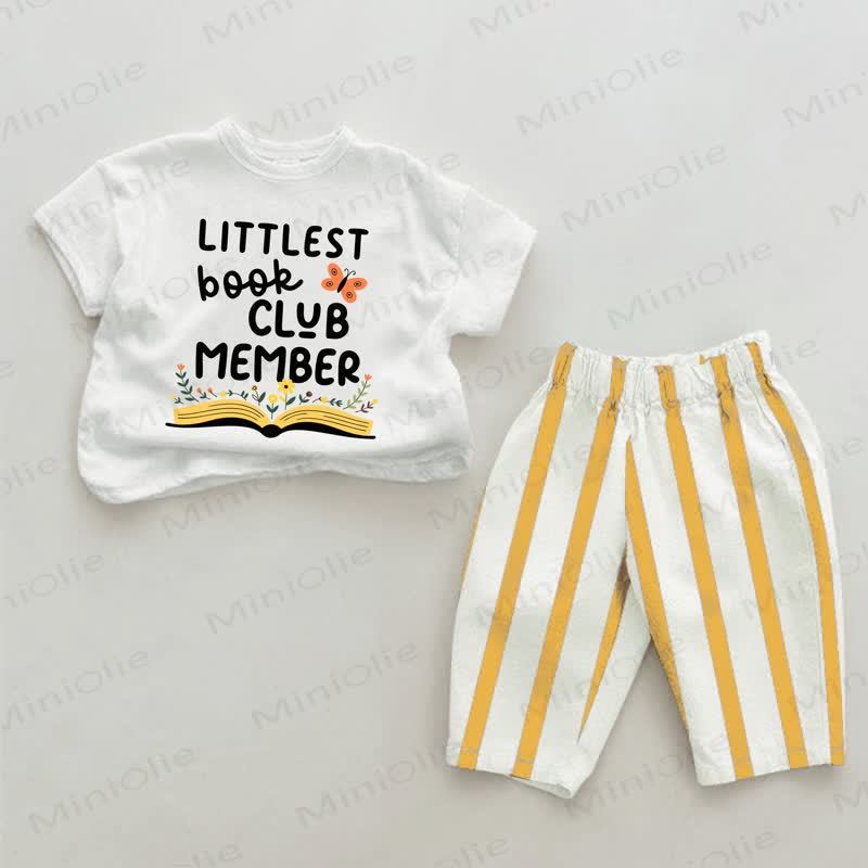 LITTLEST BOOK CLUB MEMBER用 白と黄色の縦縞 2点セット - 白と黄色 - 2～3歳 - image 1