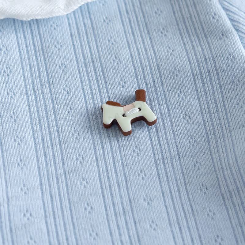 幼児用リブ編みピーターパンカラー半袖Tシャツ - image 8