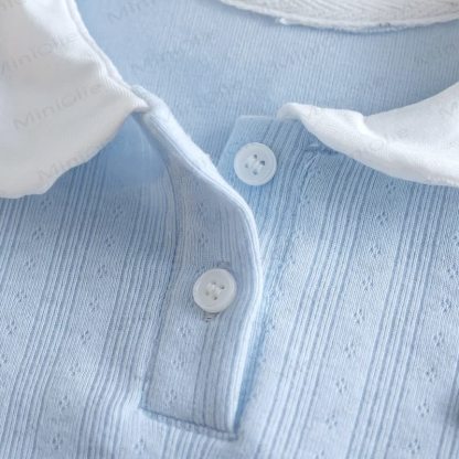 幼児用リブ編みピーターパンカラー半袖Tシャツ - image 11