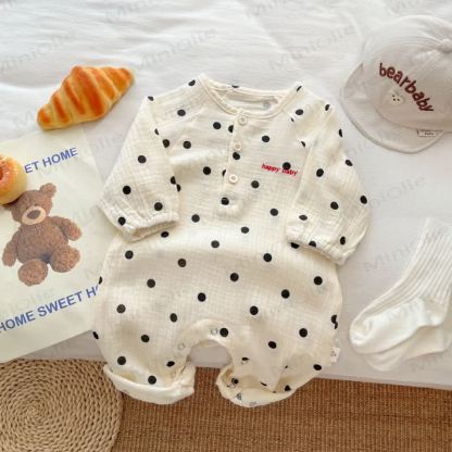 HAPPY BABYポルカドットロンパース - image 2