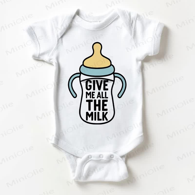 GIVE ME ALL THE MILKベビーホワイトボディスーツ - 白 - 18～24ヶ月 - image 1