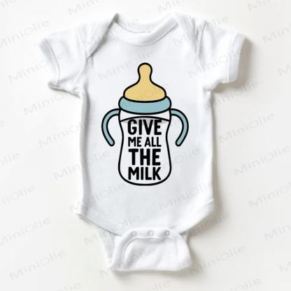 GIVE ME ALL THE MILKベビーホワイトボディスーツ - 白 - 18～24ヶ月 - image 1