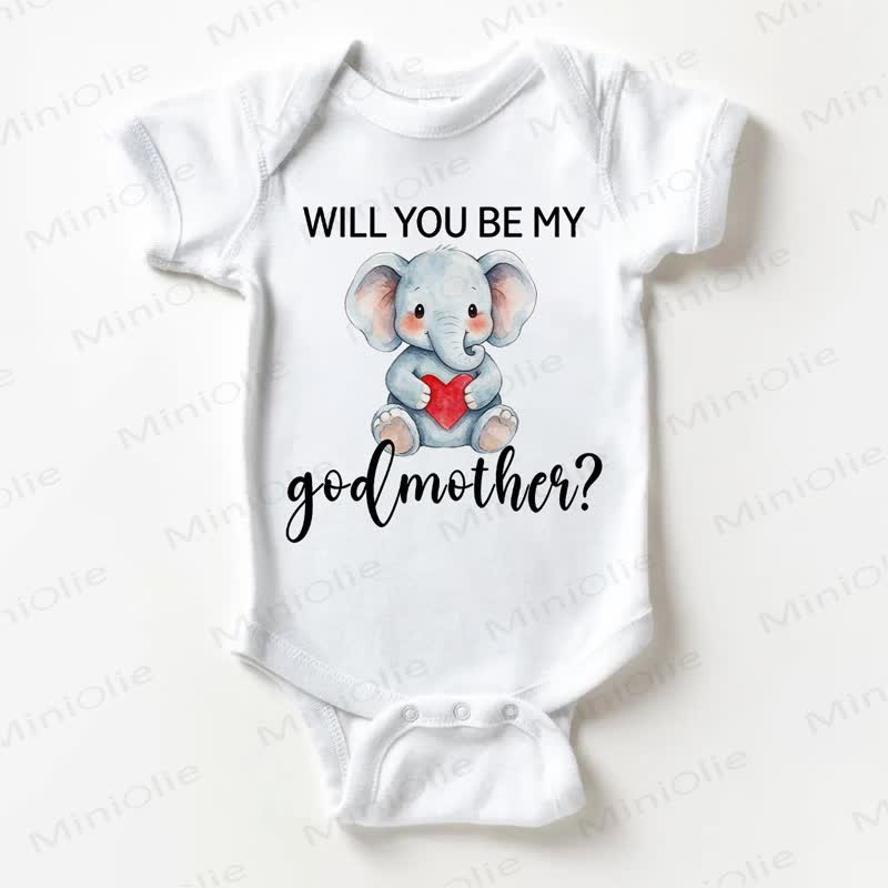 WILL YOU BE MY GODMOTHER?ベビー用ホワイトボディスーツ - 白 - 18～24ヶ月 - image 1