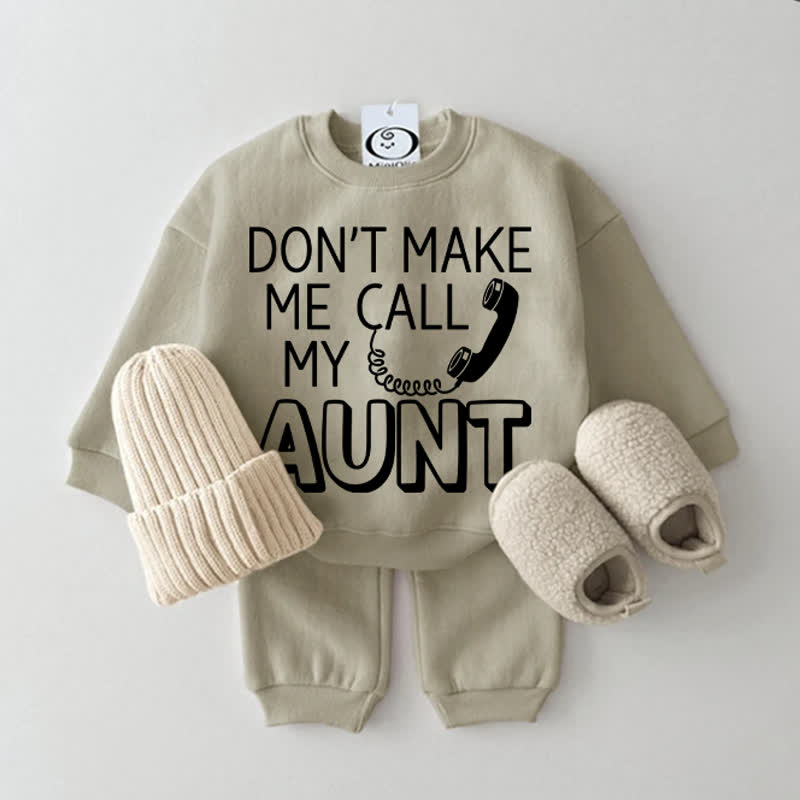 DON'T MAKE ME CALL MY AUNTで！ベビーグレーグリーンスウェットシャツ2点セット - グレーグリーン - 2～3歳 - image 1