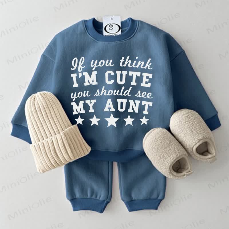 IF YOU THINK I'M CUTE YOU SHOULD SEE MY AUNTスウェットシャツ 2点セット ブルー - 青 - 2～3歳 - image 1