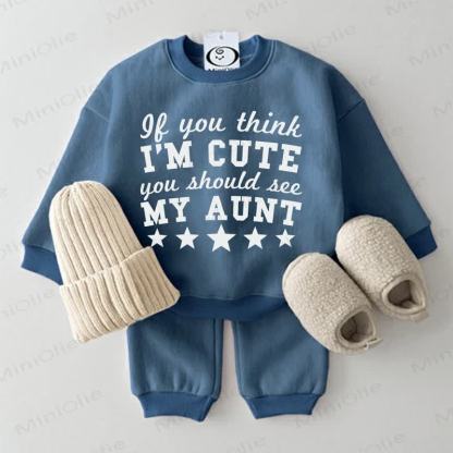 IF YOU THINK I'M CUTE YOU SHOULD SEE MY AUNTスウェットシャツ 2点セット ブルー - 青 - 2～3歳 - image 1