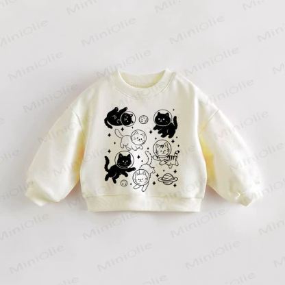 ベビー・幼児用 猫＆宇宙柄 クリームスウェットシャツ - クリーム - 3～5歳 - image 1