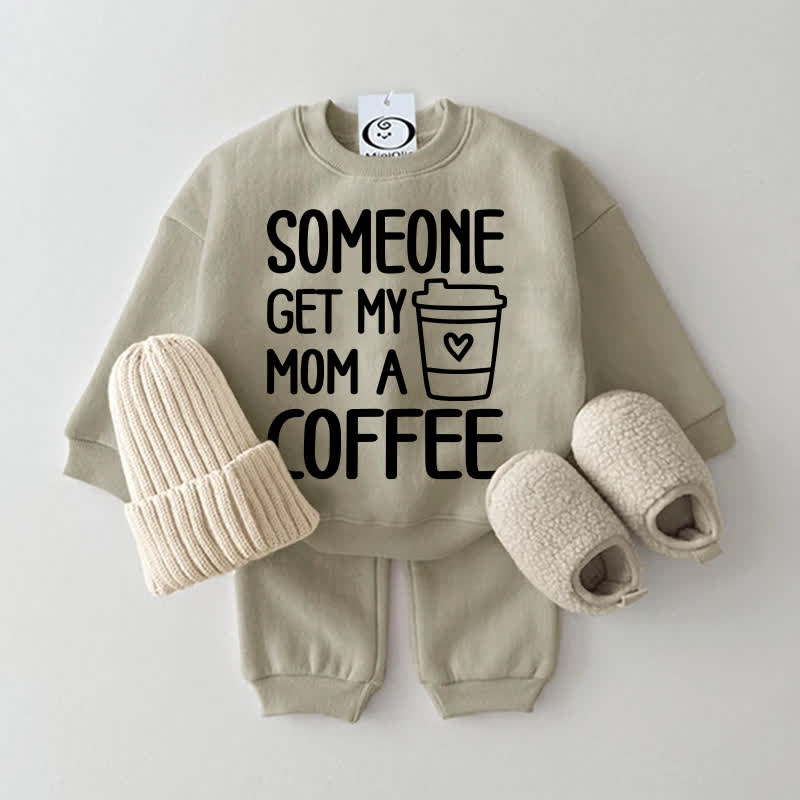SOMEONE GET MY MOM A COFFE！ベビーグレーグリーンスウェットシャツ2点セット - グレーグリーン - 2～3歳 - image 1