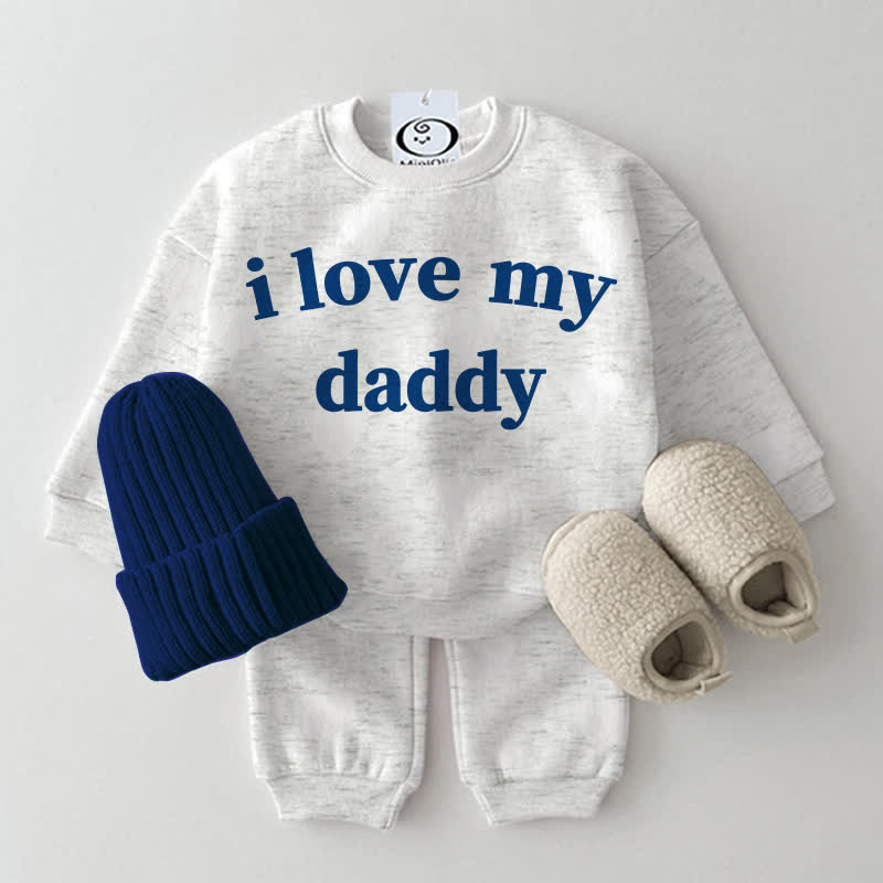 「I LOVE MY DADDY」ベビーライトグレー 2ピーススウェットシャツセット - ライトグレー - 2～3歳 - image 1