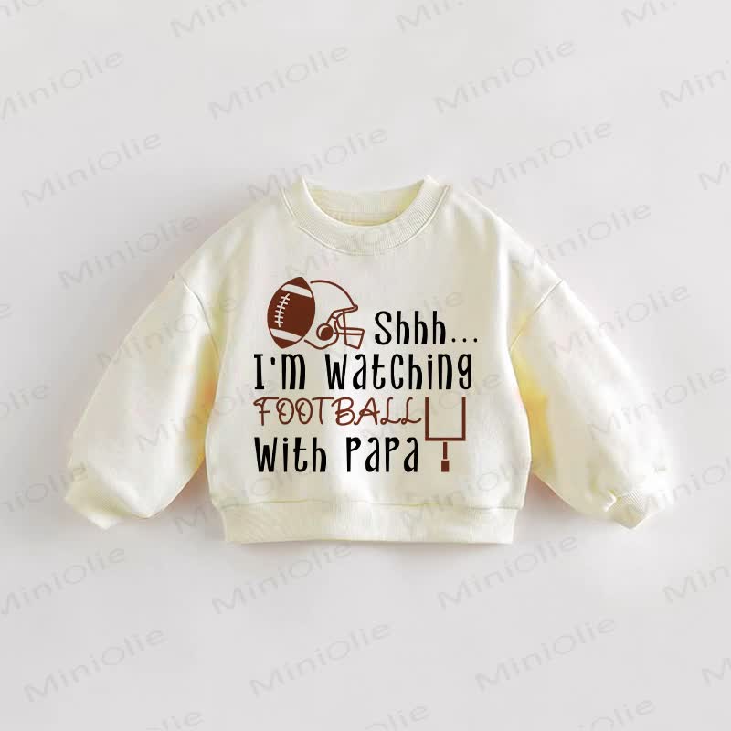 SHHH.. I'M WATCHING FOOTBALL WITH PAPAE幼児用クリームスウェットシャツ - クリーム - 3～5歳 - image 1