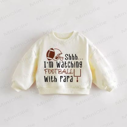 SHHH.. I'M WATCHING FOOTBALL WITH PAPAE幼児用クリームスウェットシャツ - クリーム - 3～5歳 - image 1