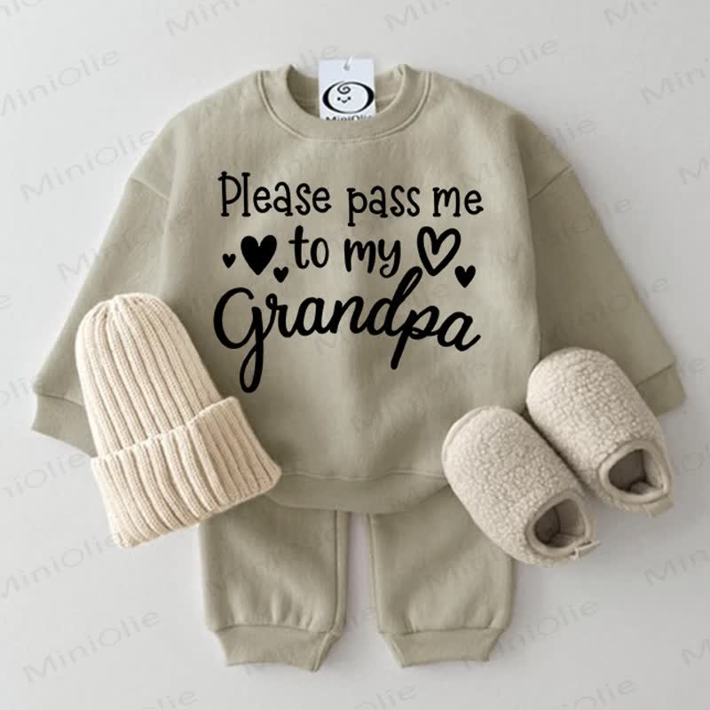 PLEASE PASS ME TO MY GRANDPAベビー グレー グリーン 2点セット - グレーグリーン - 2～3歳 - image 1