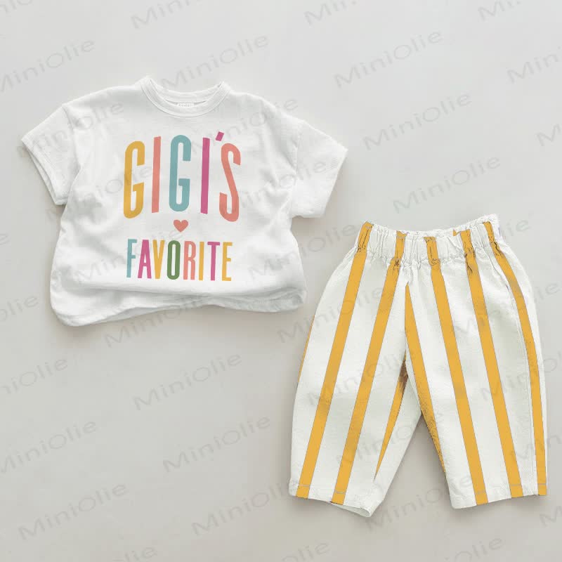 GIGI'S FAVORITEベビー用 白と黄色の縦縞 2点セット - 白と黄色 - 2～3歳 - image 1