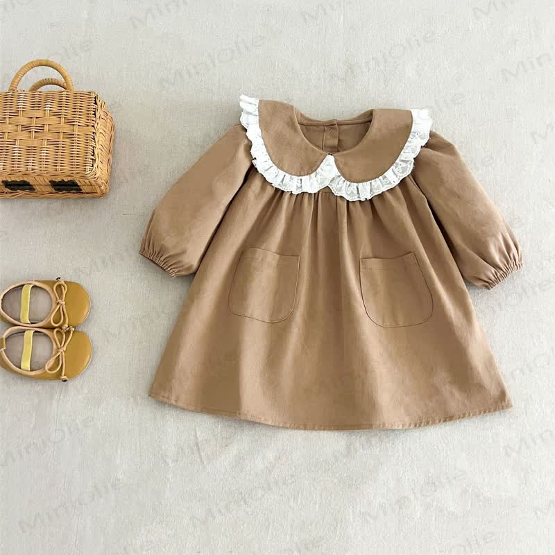 幼児用レース襟Dress - カーキ - 6～7歳 - image 5