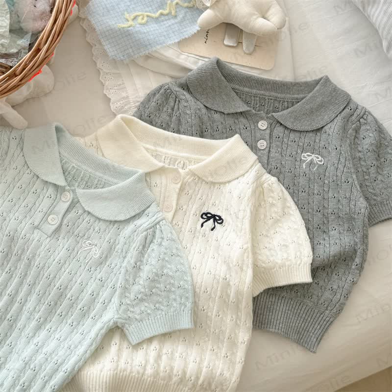 幼児用女の子リボン付きニットTシャツ - image 2