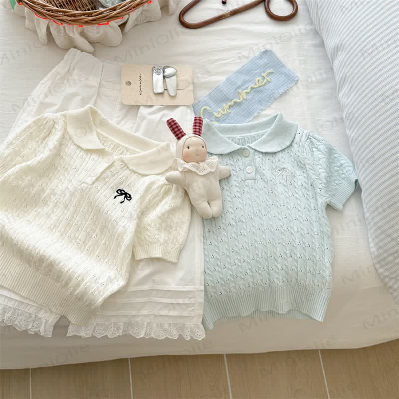 幼児用女の子リボン付きニットTシャツ - image 7