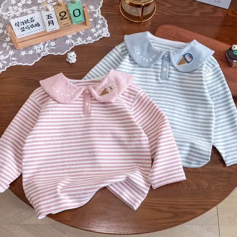ICE CREAMの幼児用女の子ストライプ長袖Tシャツ - image 1