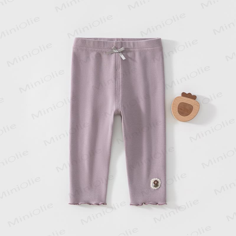 ベビー・幼児用フラワーリボンレギンス - 紫 - 4～5歳 - image 4