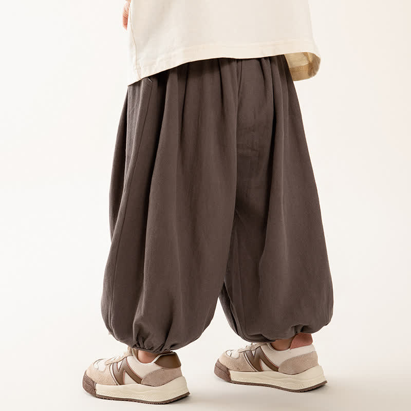 幼児男の子用無地ゆったりバルーンパンツ - 茶色 - 8-9T - image 1