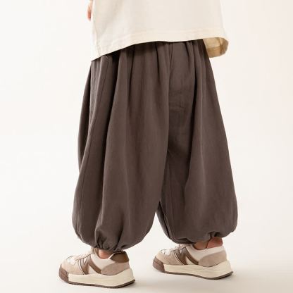 幼児男の子用無地ゆったりバルーンパンツ - 茶色 - 8-9T - image 1