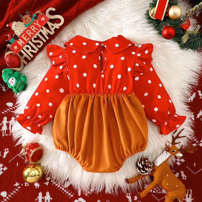 ベビー用クリスマス柄トナカイ柄ドットボディスーツ - image 2