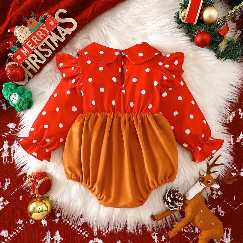 ベビー用クリスマス柄トナカイ柄ドットボディスーツ - image 2