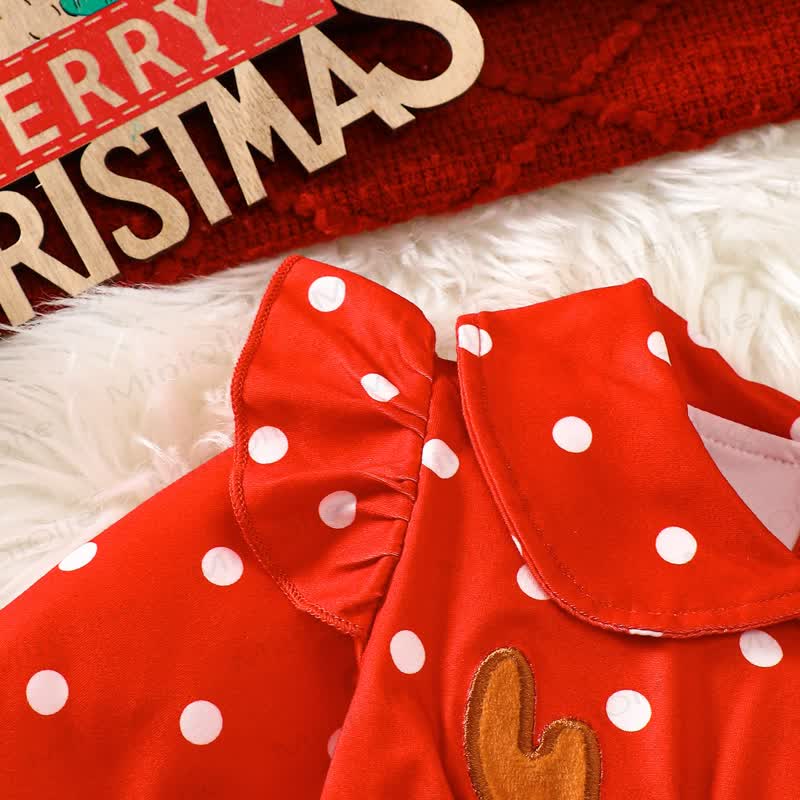 ベビー用クリスマス柄トナカイ柄ドットボディスーツ - image 5