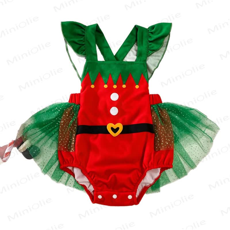 ベビーレッドのクリスマスエルフのフリルチュールボディスーツ - image 7