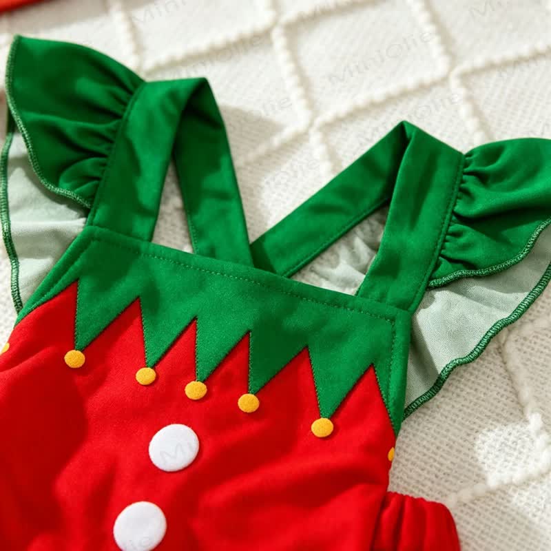 ベビーレッドのクリスマスエルフのフリルチュールボディスーツ - image 4