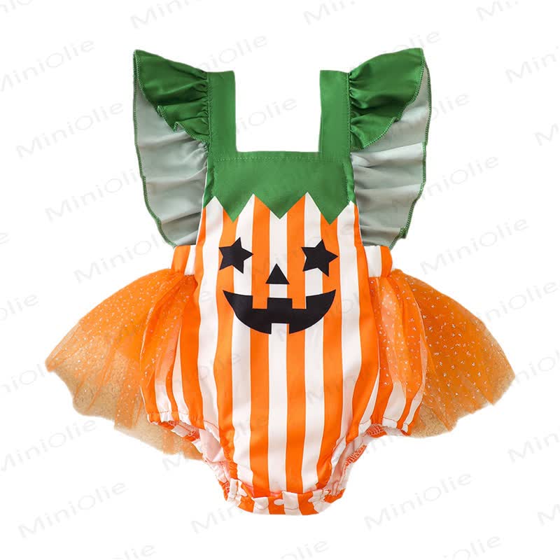 ベビー用ハロウィンパンプキンチュールストライプボディスーツ - image 7