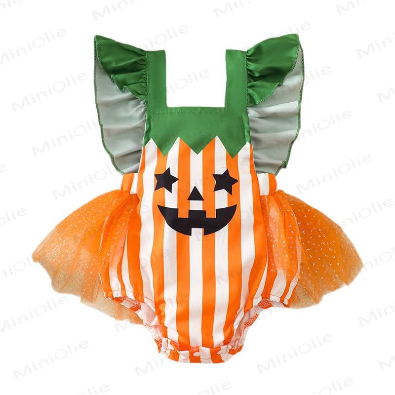 ベビー用ハロウィンパンプキンチュールストライプボディスーツ - image 7