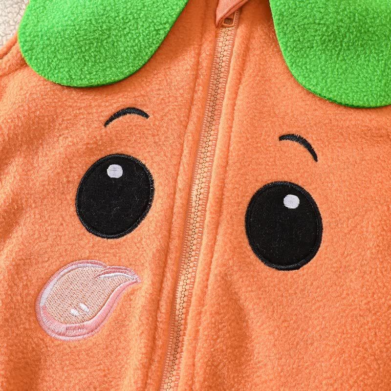 ベビーパンプキン柄のフード付きジップアップハロウィンボディスーツ（ソックス付き） - image 5
