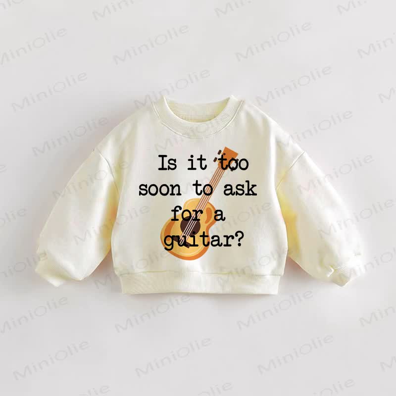 IS IT TOO SOON TO ASK FOR A GUITAR?ベビー幼児用クリームスウェットシャツ - クリーム - 3～5歳 - image 1