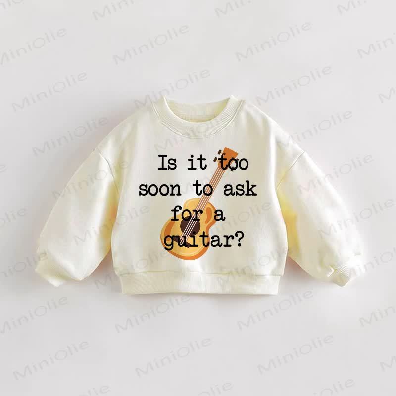 IS IT TOO SOON TO ASK FOR A GUITAR?ベビー幼児用クリームスウェットシャツ - クリーム - 3～5歳 - image 1