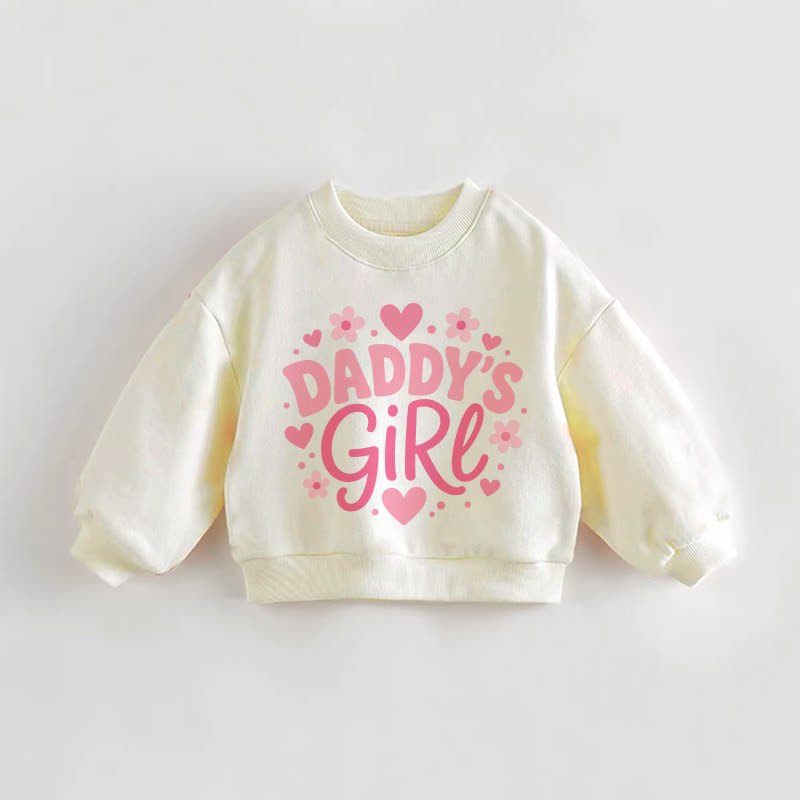 DADDY'S GIRLベビー幼児用 花とハート柄クリームスウェットシャツ - クリーム - 3～5歳 - image 1