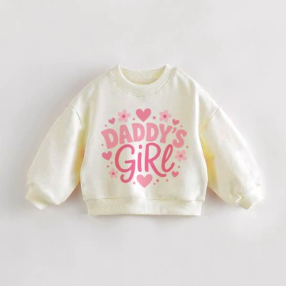 DADDY'S GIRLベビー幼児用 花とハート柄クリームスウェットシャツ - クリーム - 3～5歳 - image 1