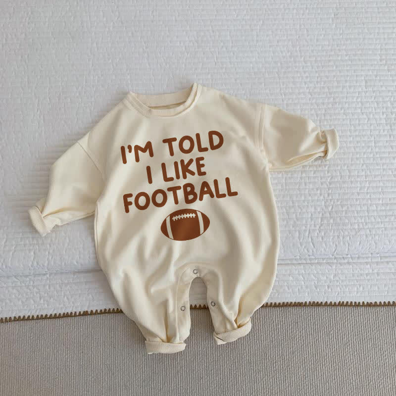 I'M TOLD I LIKE FOOTBALLベビーベージュロンパース - ベージュ - 2～3歳 - image 1