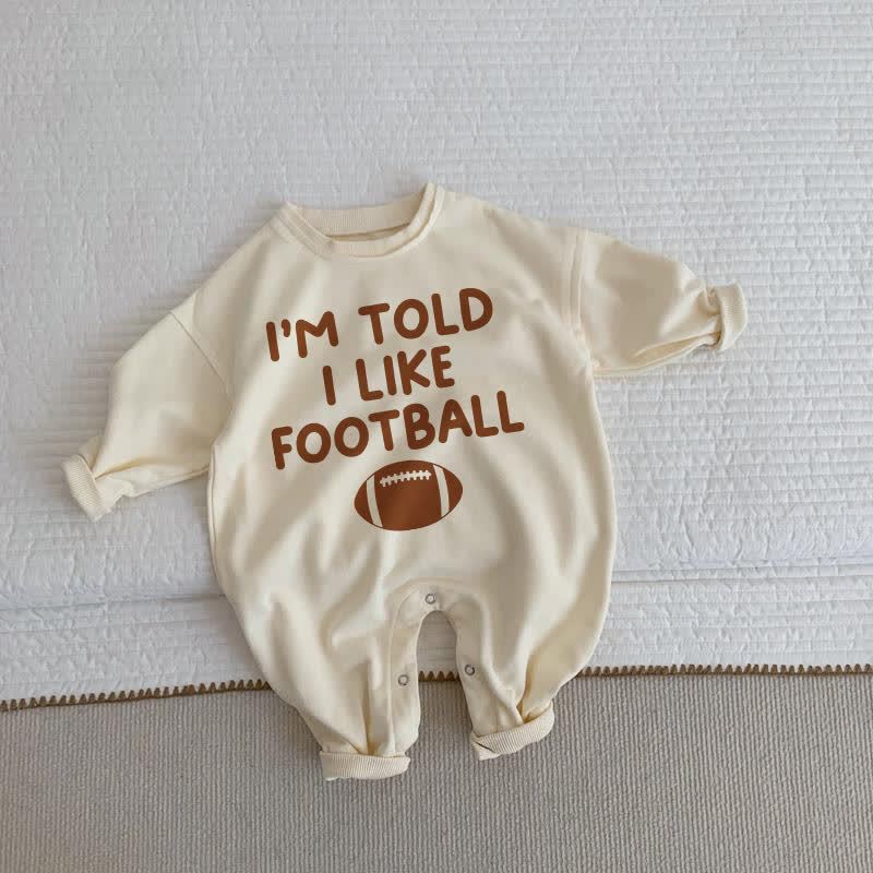 I'M TOLD I LIKE FOOTBALLベビーベージュロンパース - ベージュ - 2～3歳 - image 1