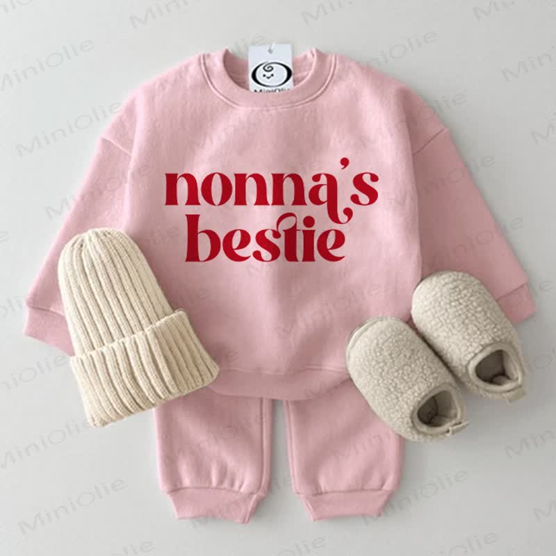 NONNA'S BESTIEベビーピンク スウェットシャツ 2点セット - ピンク - 2～3歳 - image 1