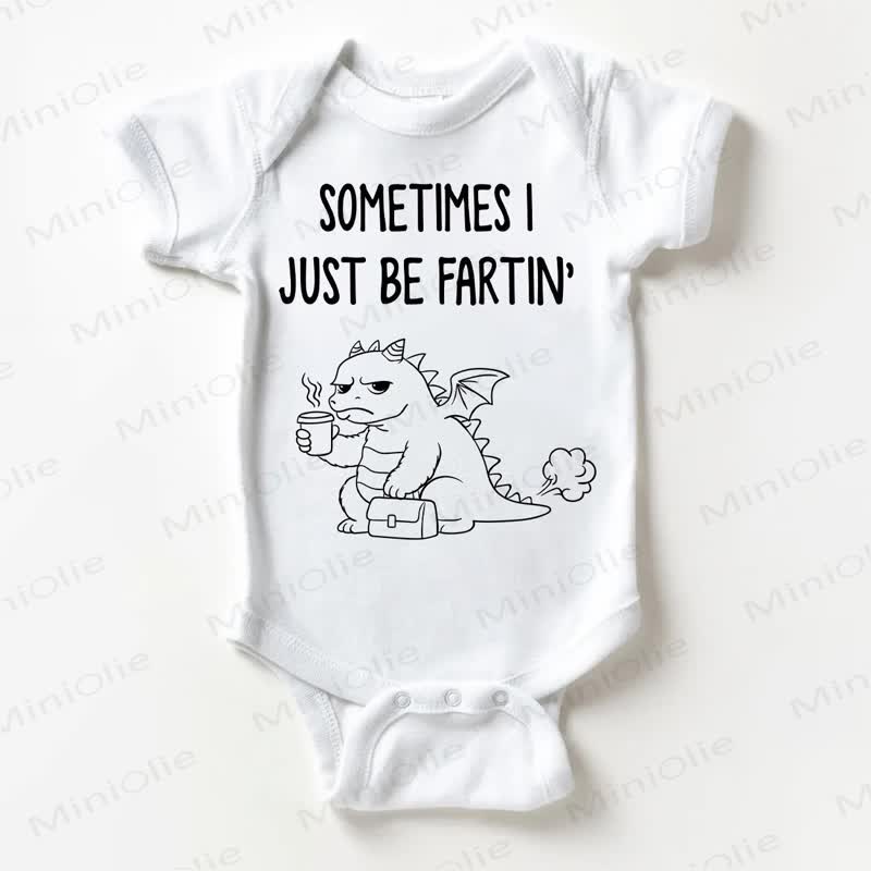 SOMETIMES I JUST BE FARTIN'ベビーホワイト恐竜ボディスーツ - 白 - 18～24ヶ月 - image 1