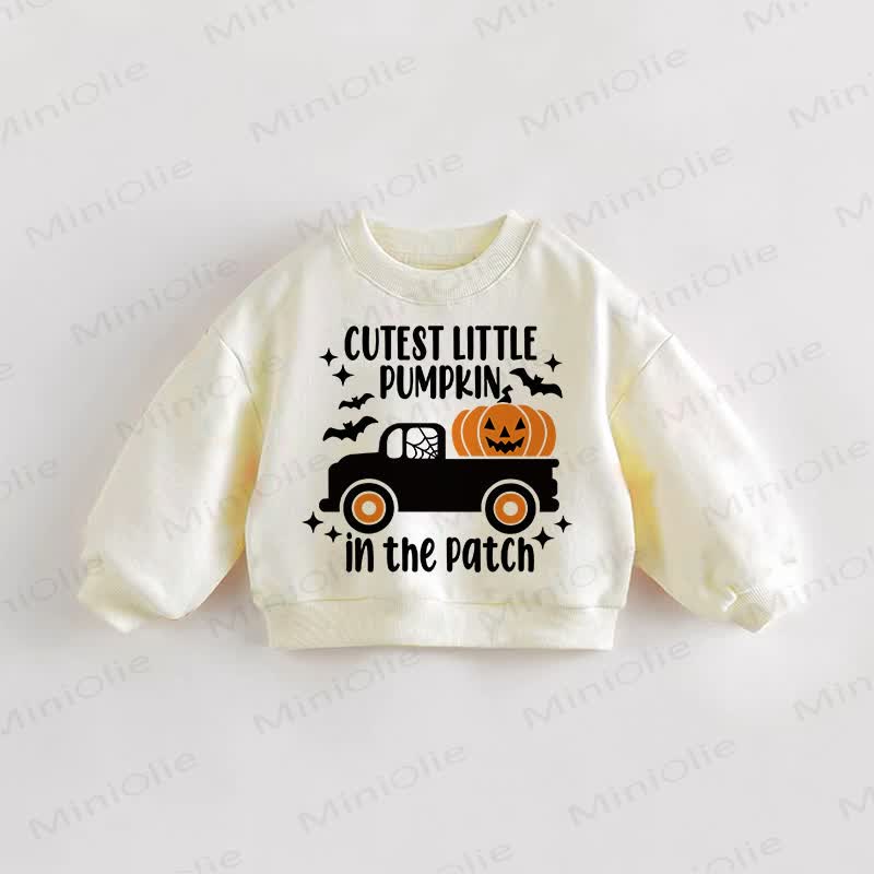 CUTEST PUMPKIN IN THE PATCH幼児用クリームスウェットシャツ - クリーム - 3～5歳 - image 1