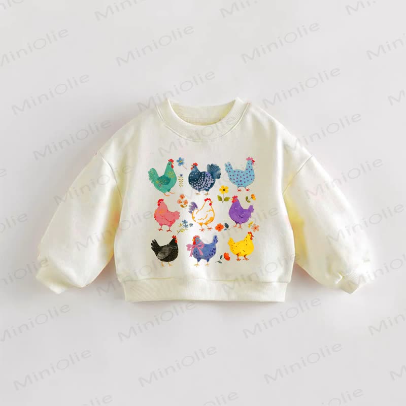 ベビー・幼児用 マルチカラーのニワトリ柄クリームスウェットシャツ - クリーム - 3～5歳 - image 1