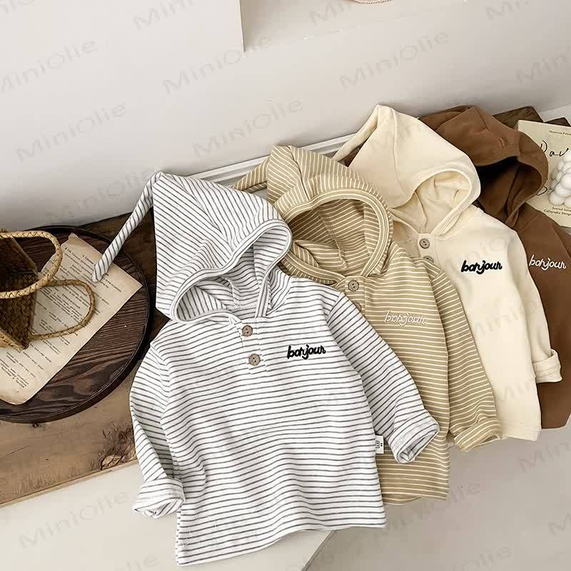 BONJOURベビーストライプ長袖Tシャツ - image 1