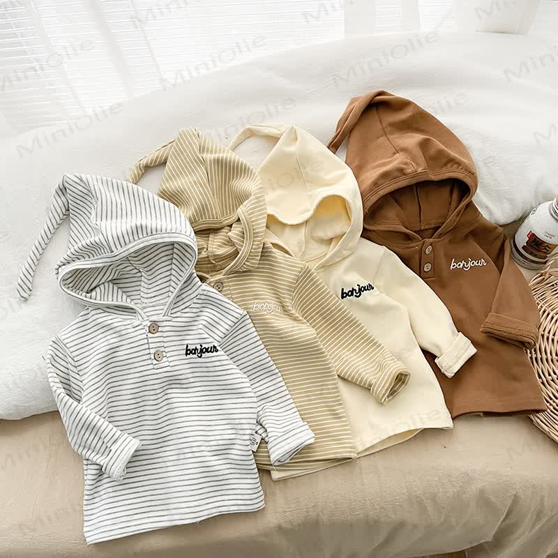 BONJOURベビーストライプ長袖Tシャツ - image 2