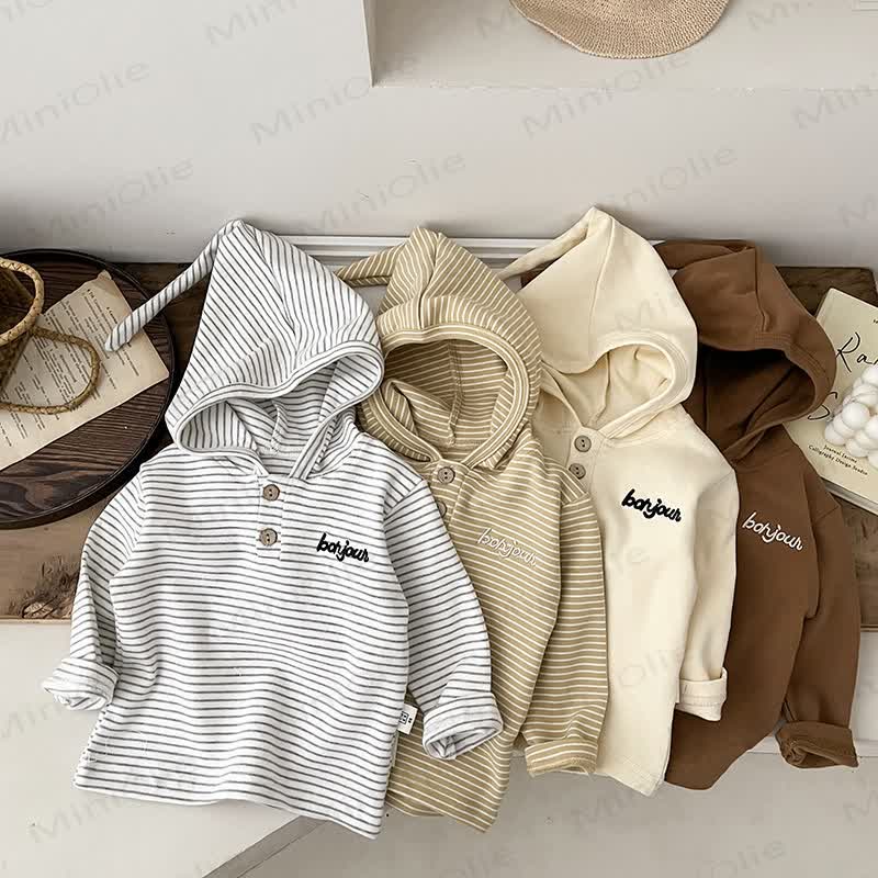 BONJOURベビーストライプ長袖Tシャツ - image 3