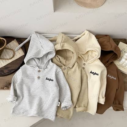 BONJOURベビーストライプ長袖Tシャツ - image 3