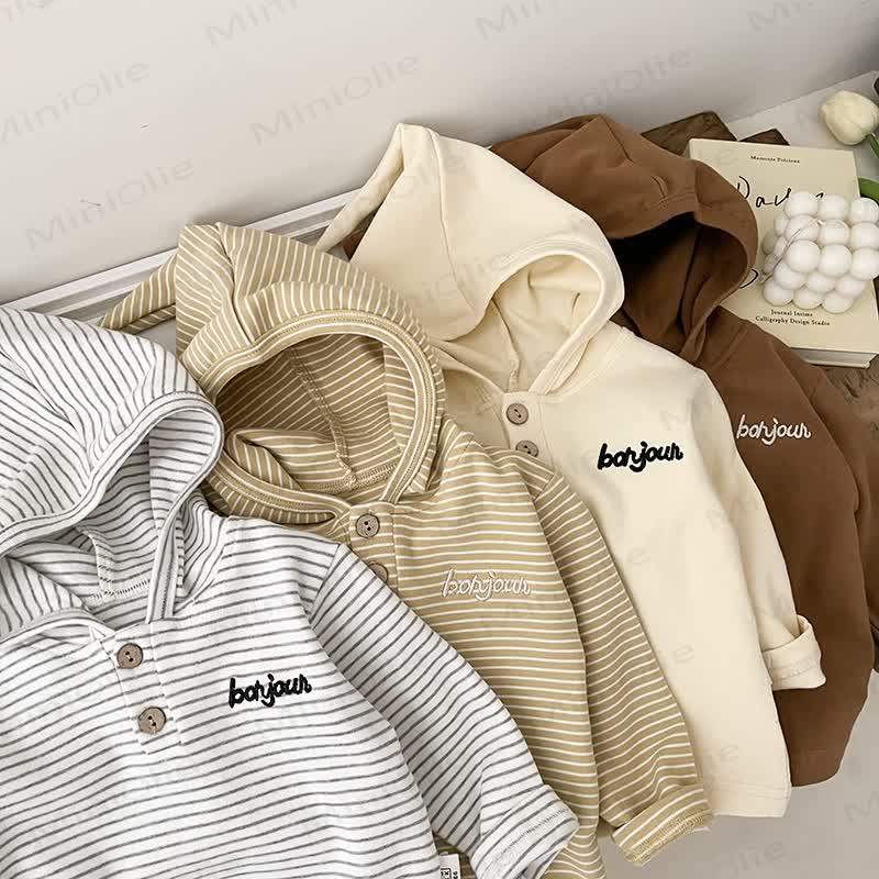 BONJOURベビーストライプ長袖Tシャツ - image 4