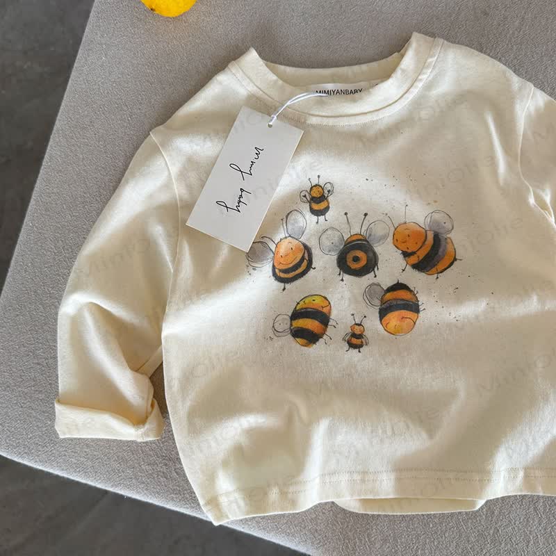 幼児・キッズ用漫画柄コットンTシャツ - ベージュビー - 8-9T - image 5