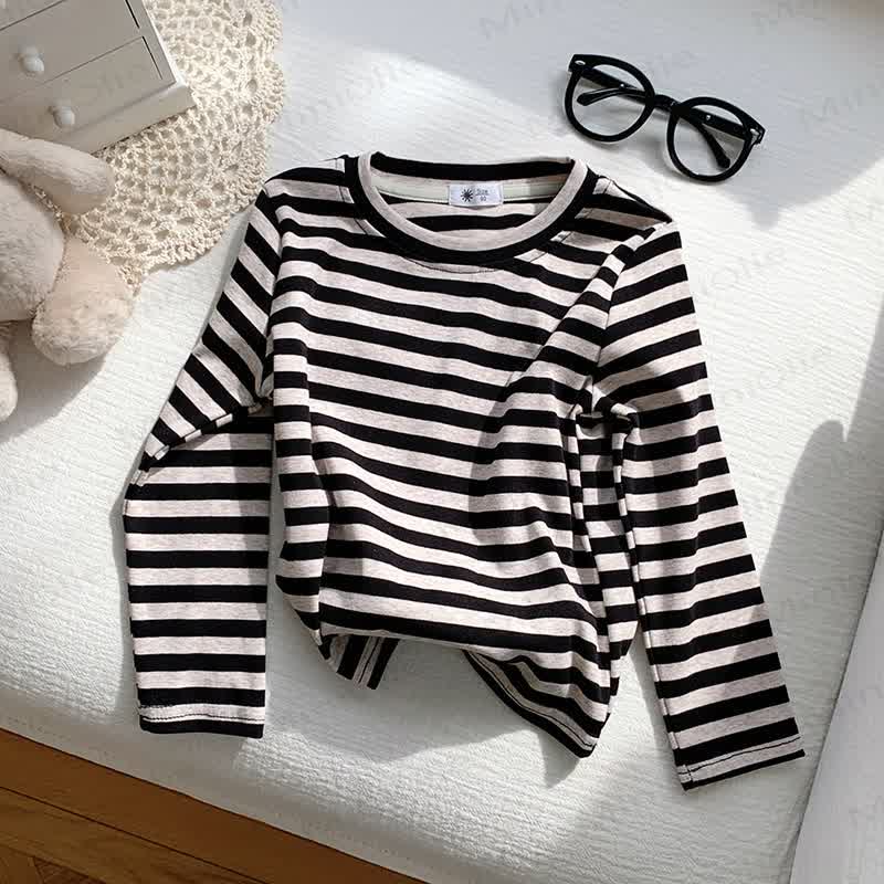 幼児用ストライプ柄長袖Tシャツ - ブラックストライプ - 10-11歳 - image 6