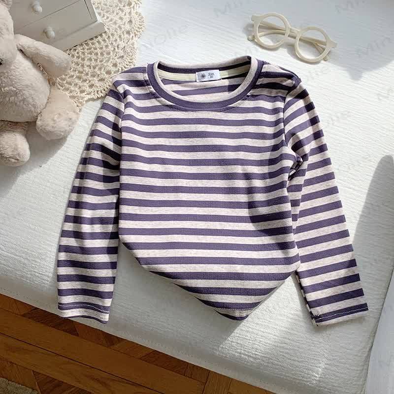 幼児用ストライプ柄長袖Tシャツ - パープルストライプ - 10-11歳 - image 13